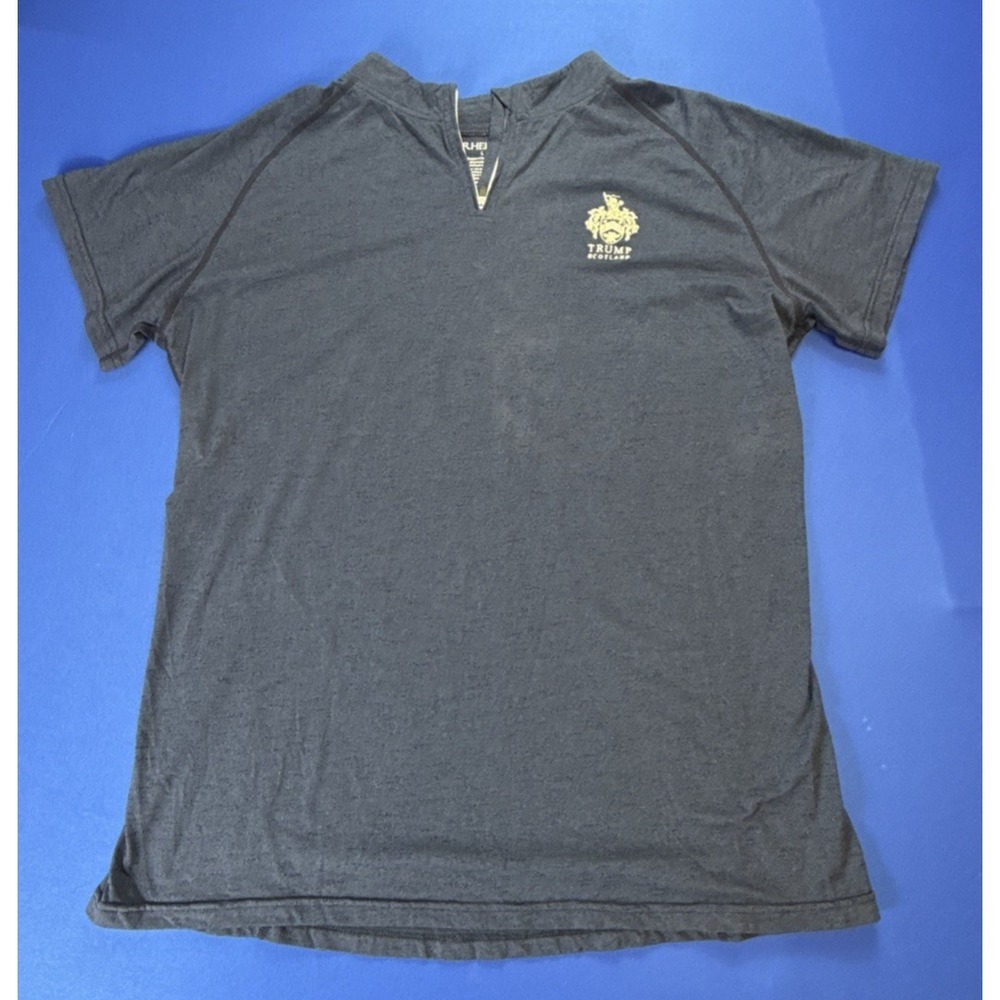 Rheign Trump Scotland Shirt Womens Large Navy Blue Golf Athletic Shirt 1/2 Zip